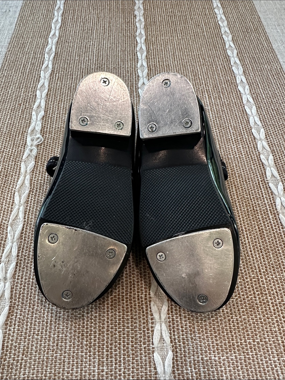 Girls Black Patent Tap Shoes with Velcro Strap - Picture 2 of 4